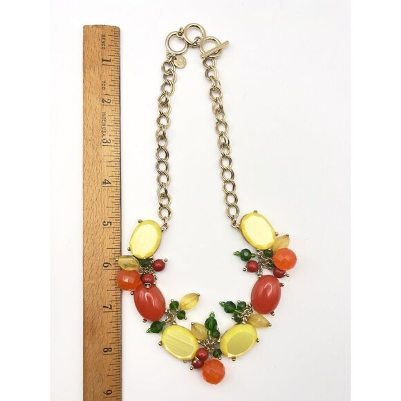 TALBOTS Thermoset Plastic Fruit Salad Bib Necklace Gold Tone Multicolor - Picture 5 of 5